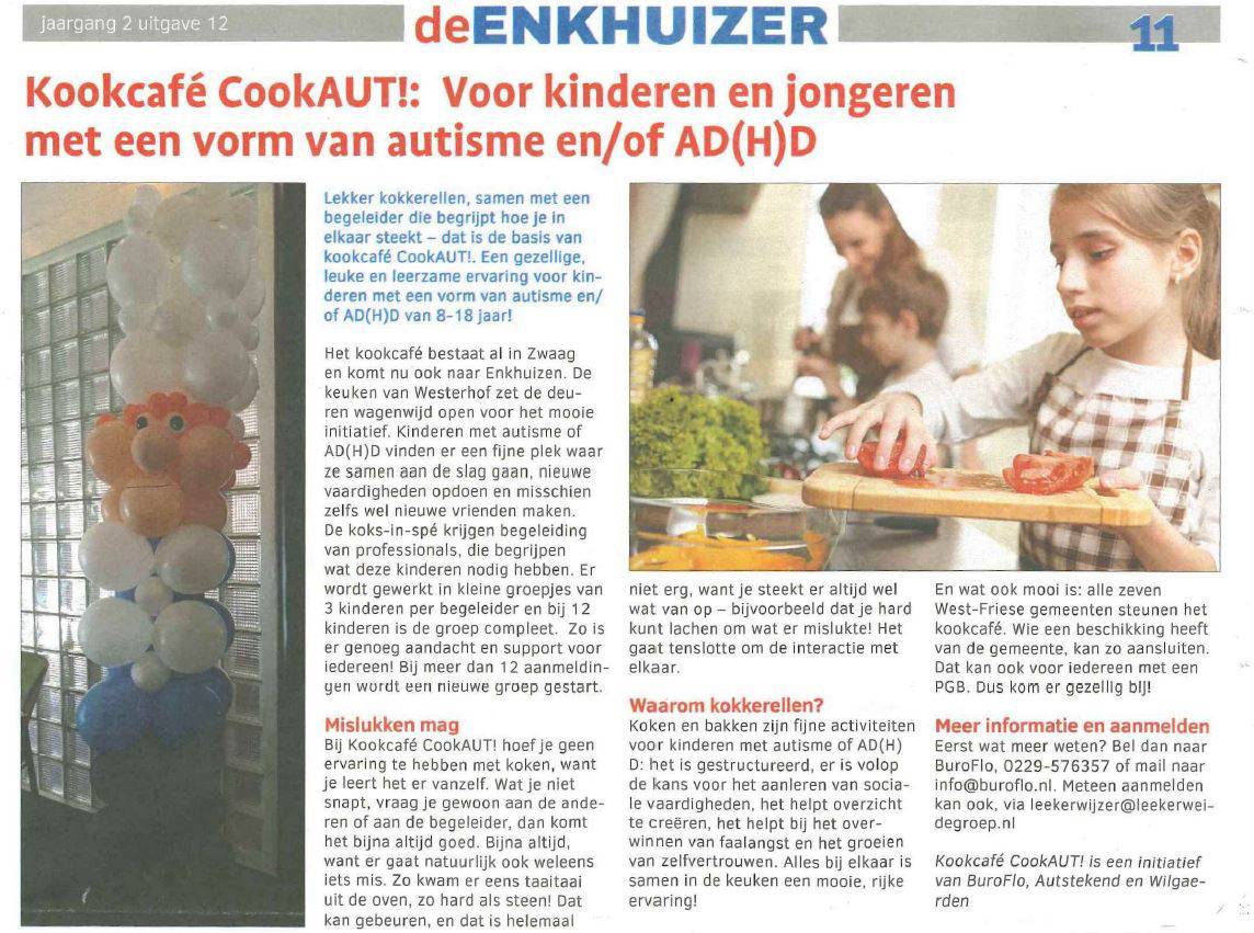 Krantenartikel over Kookcafé CookAUT! in De Enkhuizer